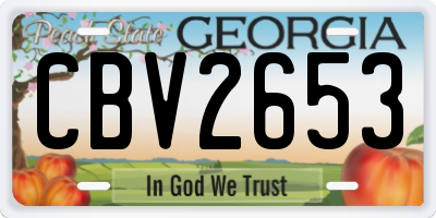 GA license plate CBV2653