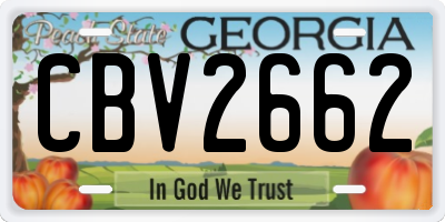 GA license plate CBV2662