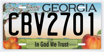 GA license plate CBV2701