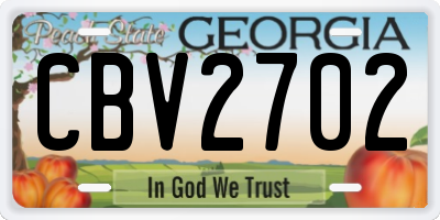 GA license plate CBV2702