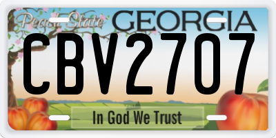 GA license plate CBV2707