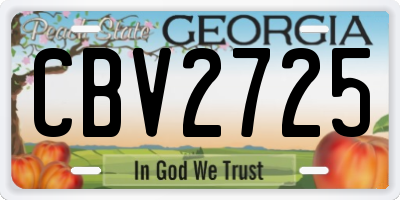GA license plate CBV2725