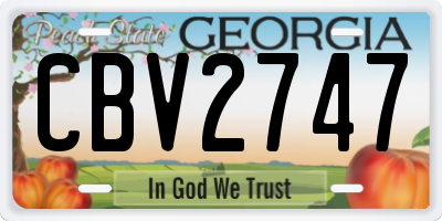 GA license plate CBV2747