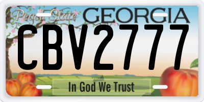 GA license plate CBV2777