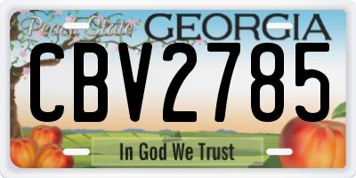 GA license plate CBV2785
