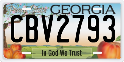GA license plate CBV2793