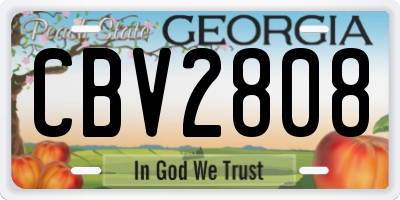 GA license plate CBV2808