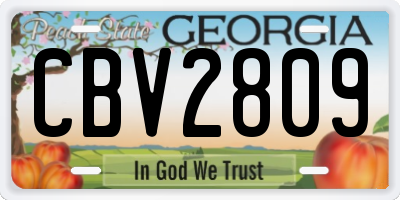 GA license plate CBV2809