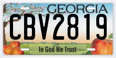 GA license plate CBV2819