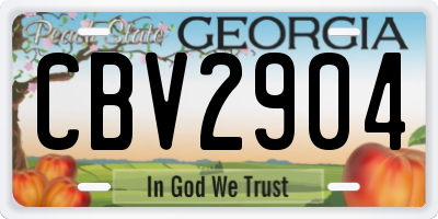 GA license plate CBV2904