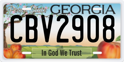 GA license plate CBV2908