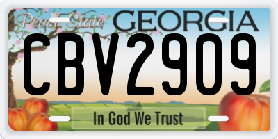 GA license plate CBV2909