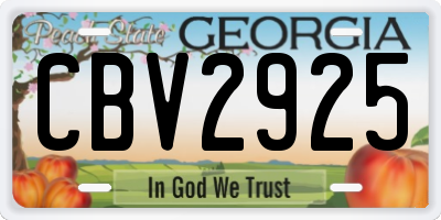 GA license plate CBV2925