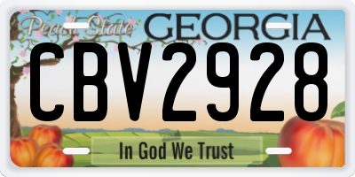 GA license plate CBV2928