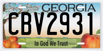 GA license plate CBV2931