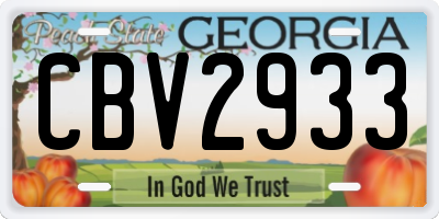 GA license plate CBV2933