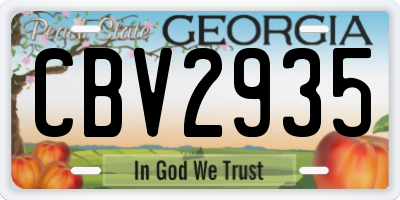 GA license plate CBV2935