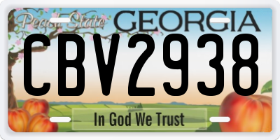 GA license plate CBV2938