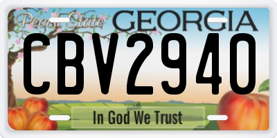 GA license plate CBV2940