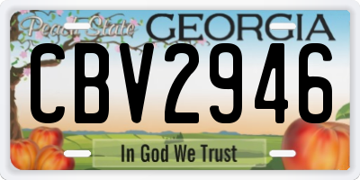 GA license plate CBV2946