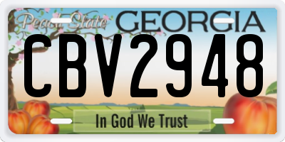 GA license plate CBV2948