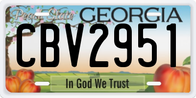 GA license plate CBV2951