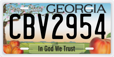 GA license plate CBV2954
