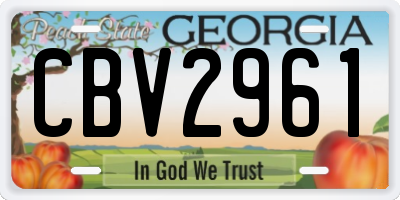 GA license plate CBV2961