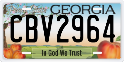 GA license plate CBV2964