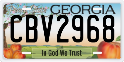 GA license plate CBV2968