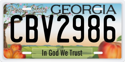 GA license plate CBV2986