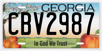 GA license plate CBV2987