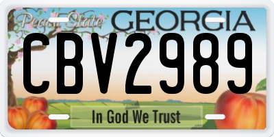 GA license plate CBV2989