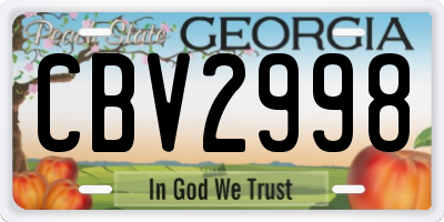 GA license plate CBV2998