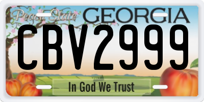 GA license plate CBV2999