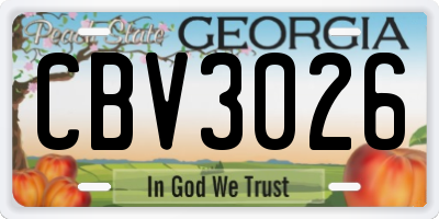 GA license plate CBV3026