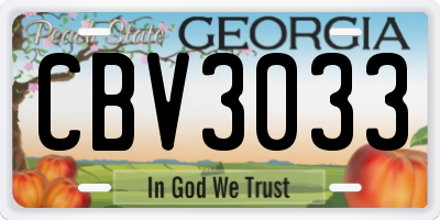GA license plate CBV3033