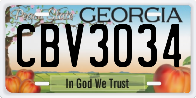 GA license plate CBV3034
