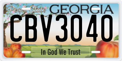 GA license plate CBV3040