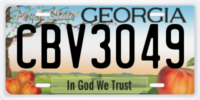 GA license plate CBV3049