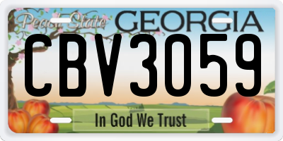 GA license plate CBV3059