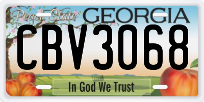 GA license plate CBV3068