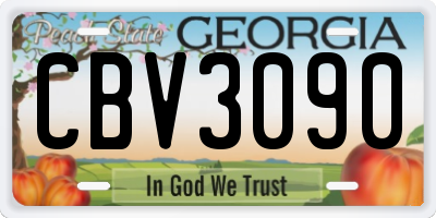 GA license plate CBV3090
