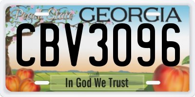 GA license plate CBV3096