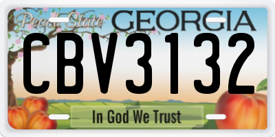 GA license plate CBV3132