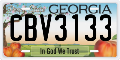 GA license plate CBV3133