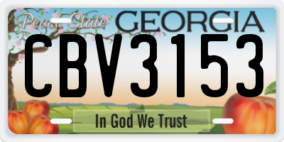 GA license plate CBV3153