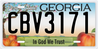 GA license plate CBV3171