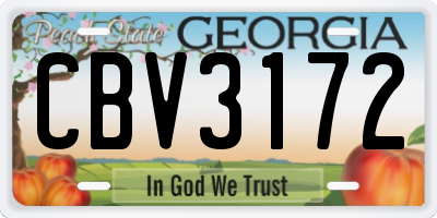 GA license plate CBV3172