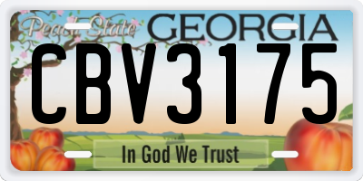 GA license plate CBV3175